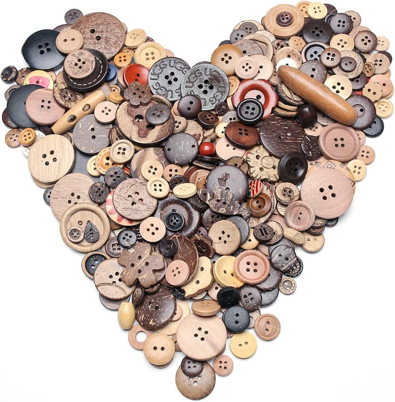 Jepeux About 200 Wood Coconut Shell Button Resin Buttons, Sewing DIY Craft Buttons, Hand-Painted Decorative Buttons - Image 3